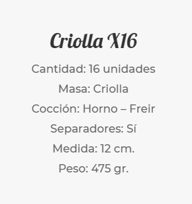 criolla horno freir 16